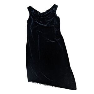 DONNA RICCO Women's Petite Black Asymmetrical Velvet Sleeveless Dress. Size 6P.